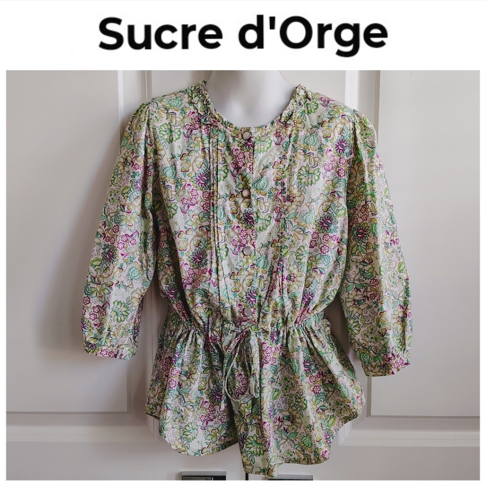 Sucre d'Orge Peplum Floral Blouse (French Brand)